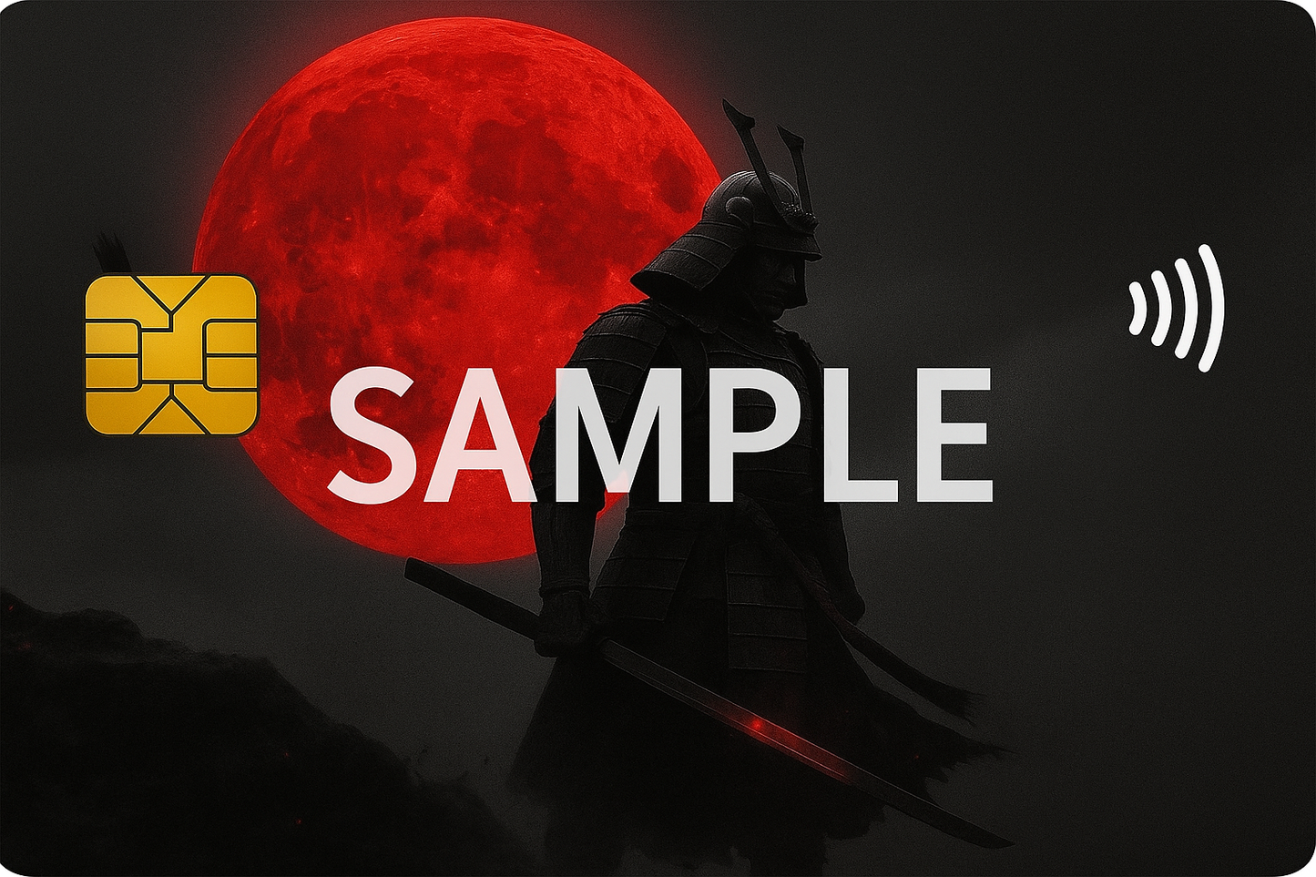 Blood Moon Samurai – Credit Card Style Digital Design (JPEG/PNG)